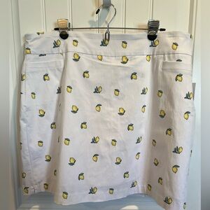 Kim Rogers NWT classics resort casual lemon print tummy control skort 20W